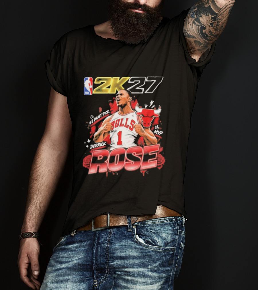 NBA 2K27 MVP Derrick Rose Bulls #1 Highlight T-Shirt