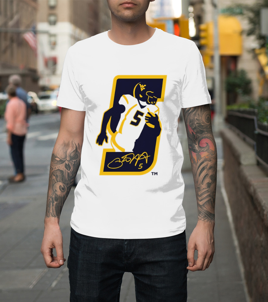 WVU Number 5 Pat White Signature Retirement T-Shirt