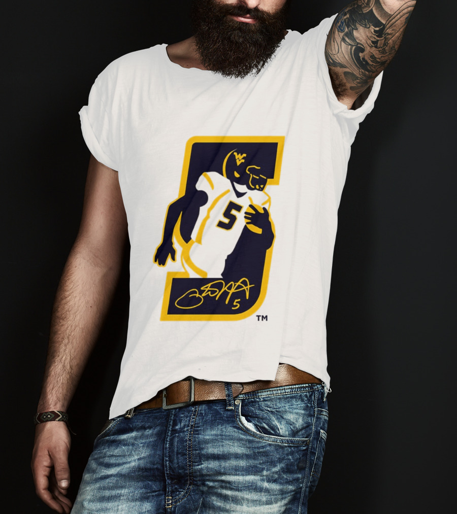 WVU Number 5 Pat White Signature Retirement T-Shirt