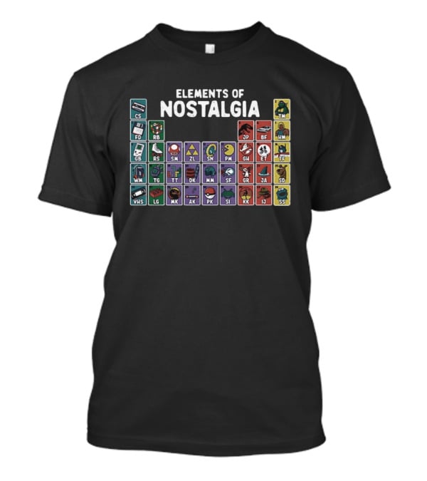Elements Of Nostalgia 80s 90s Pop Culture Cassette Tape Gaming Toy VHS T-Shirt