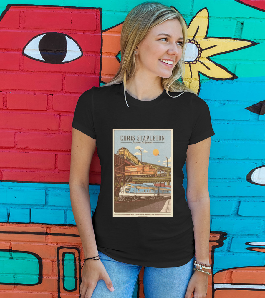 Chris Stapleton Featuring The Honchos Special Guest Maggie Rose Aug 19 2026 Allianz Amphitheater Riverfront Richmond Virginia Vintage Trains Scene T-Shirt