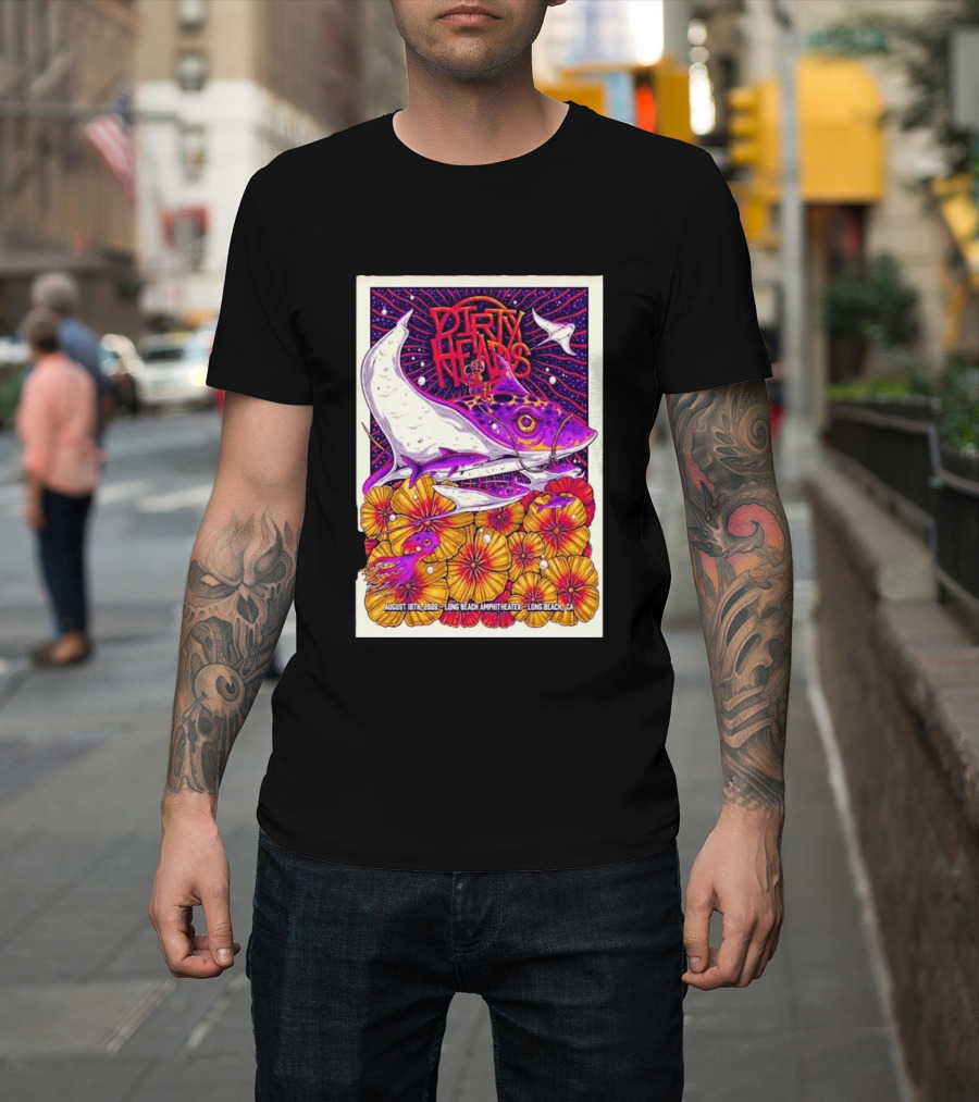 Dirty Heads Long Beach Amphitheater August 18 2026 Vibrant Stingray And Flowers T-Shirt