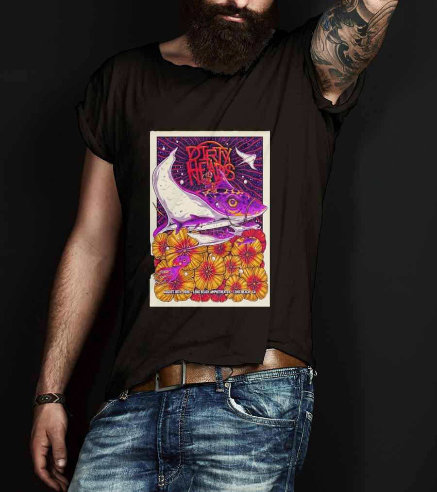Dirty Heads Long Beach Amphitheater August 18 2026 Vibrant Stingray And Flowers T-Shirt