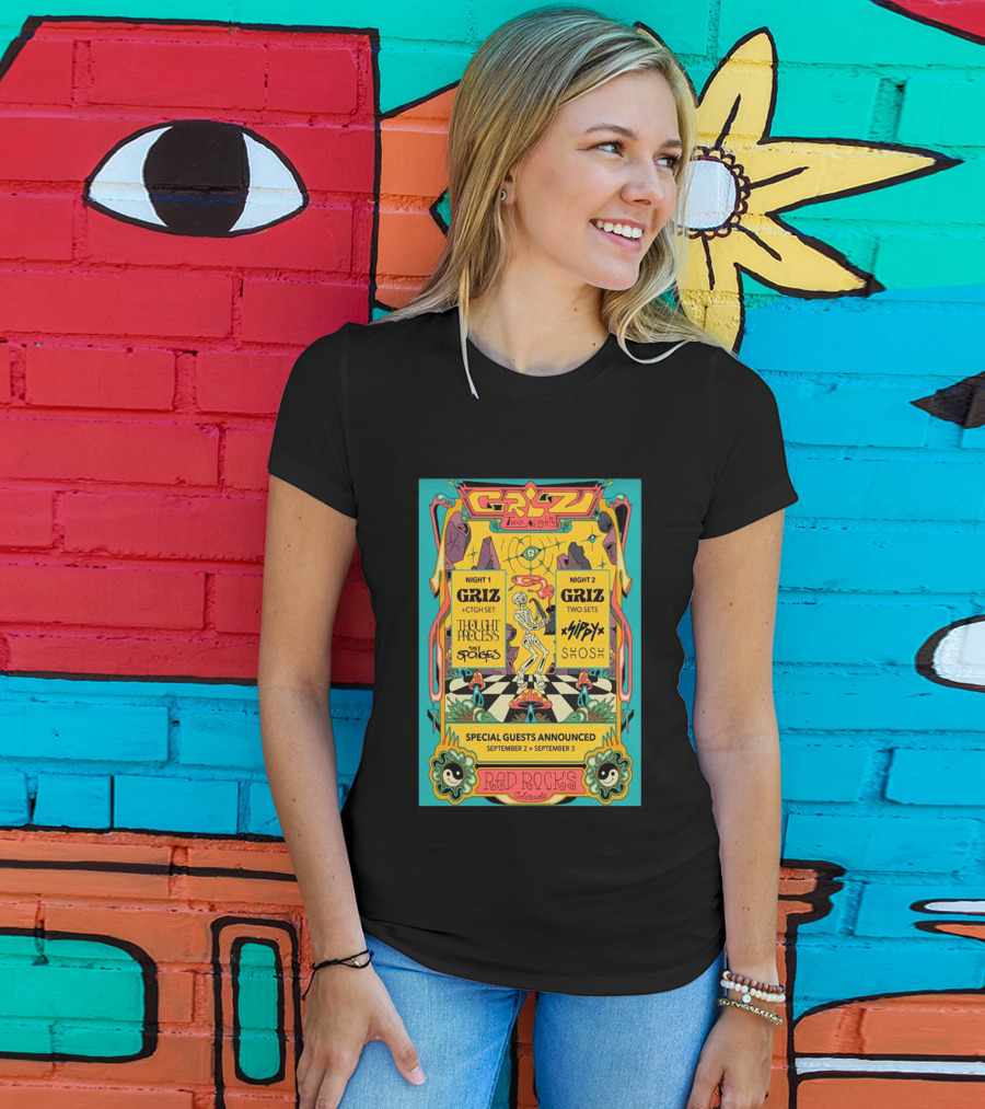 GRiZ Two Nights Red Rocks Amphitheatre Morrison CO Sep 2 3 2026 Special Guests The Sponges Muzzy Shosh T-Shirt