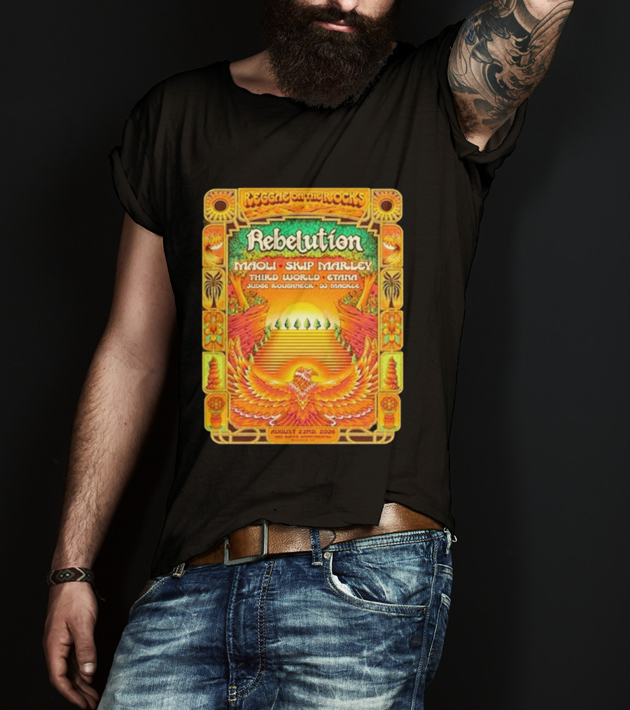 Rebelution Reggae On The Rocks 2026 Maoli Skip Marley Third World Etana August 22nd T-Shirt