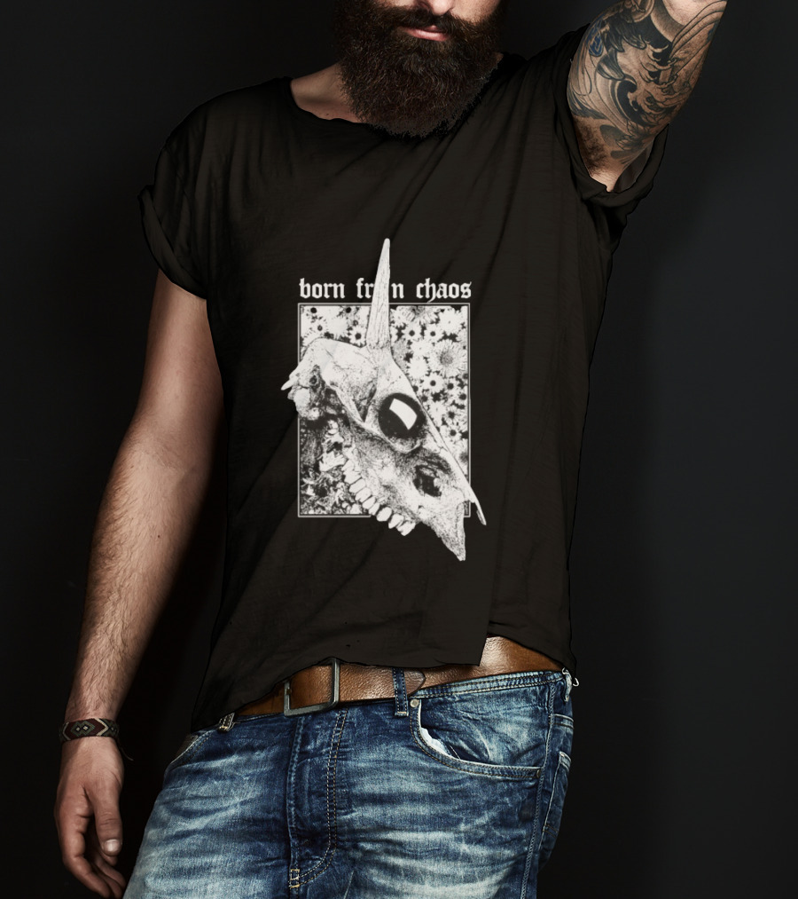 Born From Chaos Animal Skull Floral Gothic Aesthetic T-Shirt