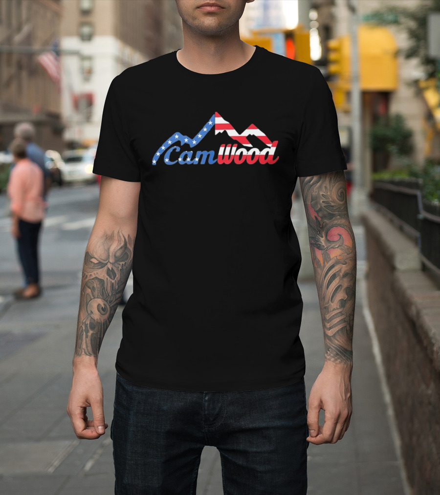 CamWood American Flag Mountain Baseball Training USA Stars And Stripes T-Shirt