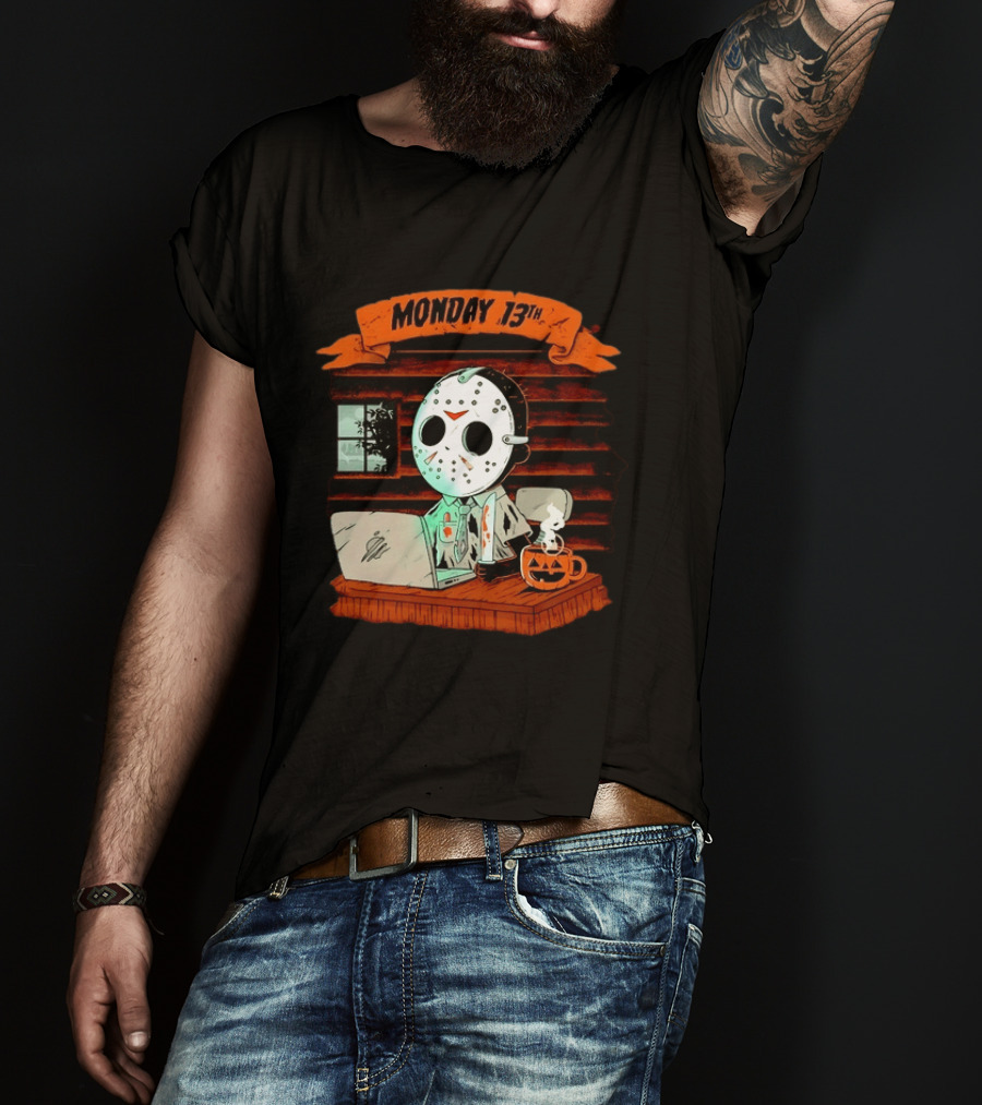Jason Voorhees Monday 13th Office Work Halloween Horror Movie T-Shirt