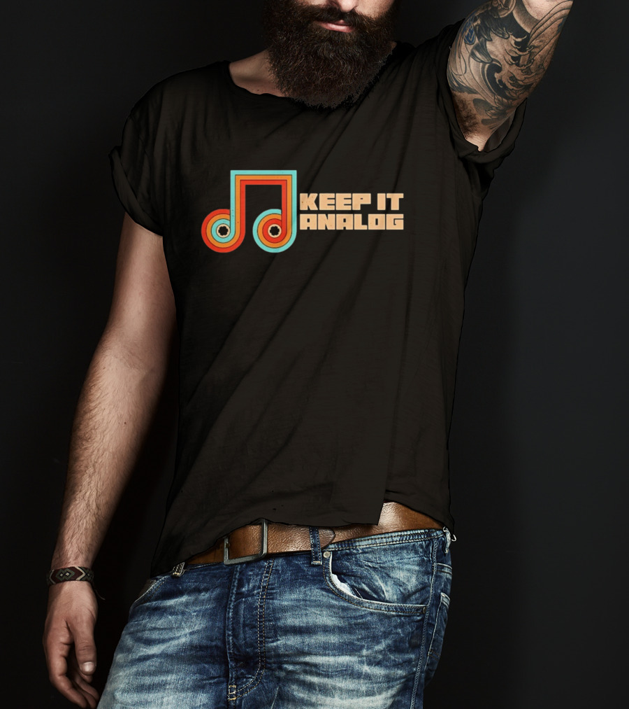 Keep It Analog Retro Cassette Tape Vibes Vintage Music Note T-Shirt