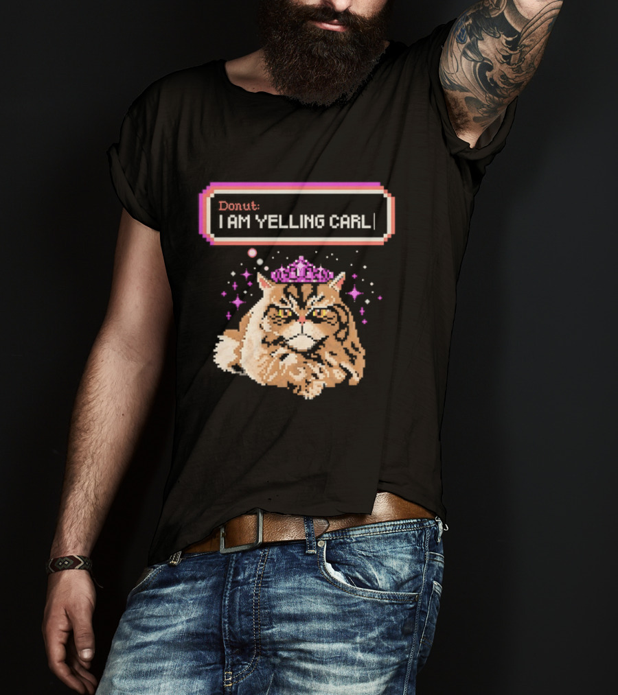 Donut The Cat I Am Yelling Carl Pixel Art Meme T-Shirt