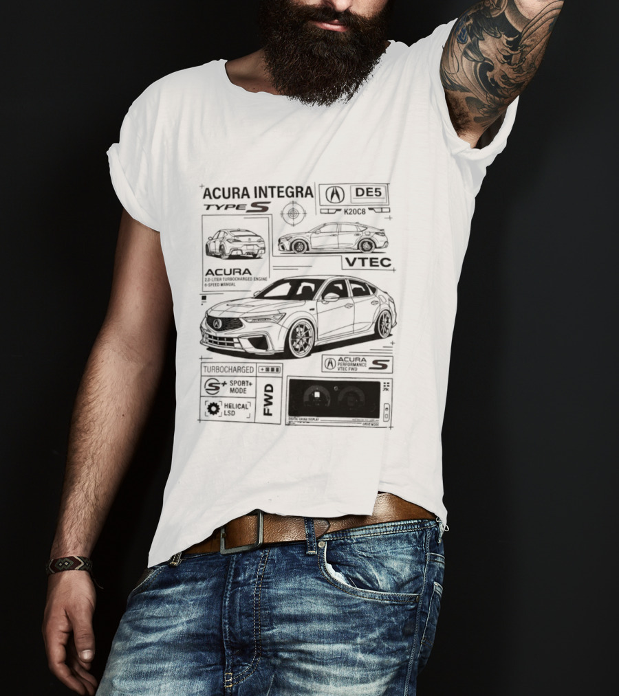 Acura Integra Type S Technical Blueprint T-Shirt