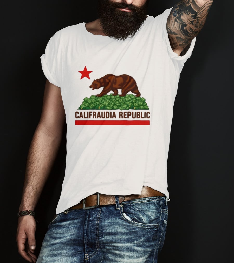 CalifraudIA Republic Bear On Money With Red Star T-Shirt
