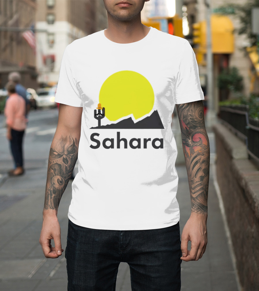 Sahara Desert Cactus Pixel Art With Sombrero Sunset Scene T-Shirt