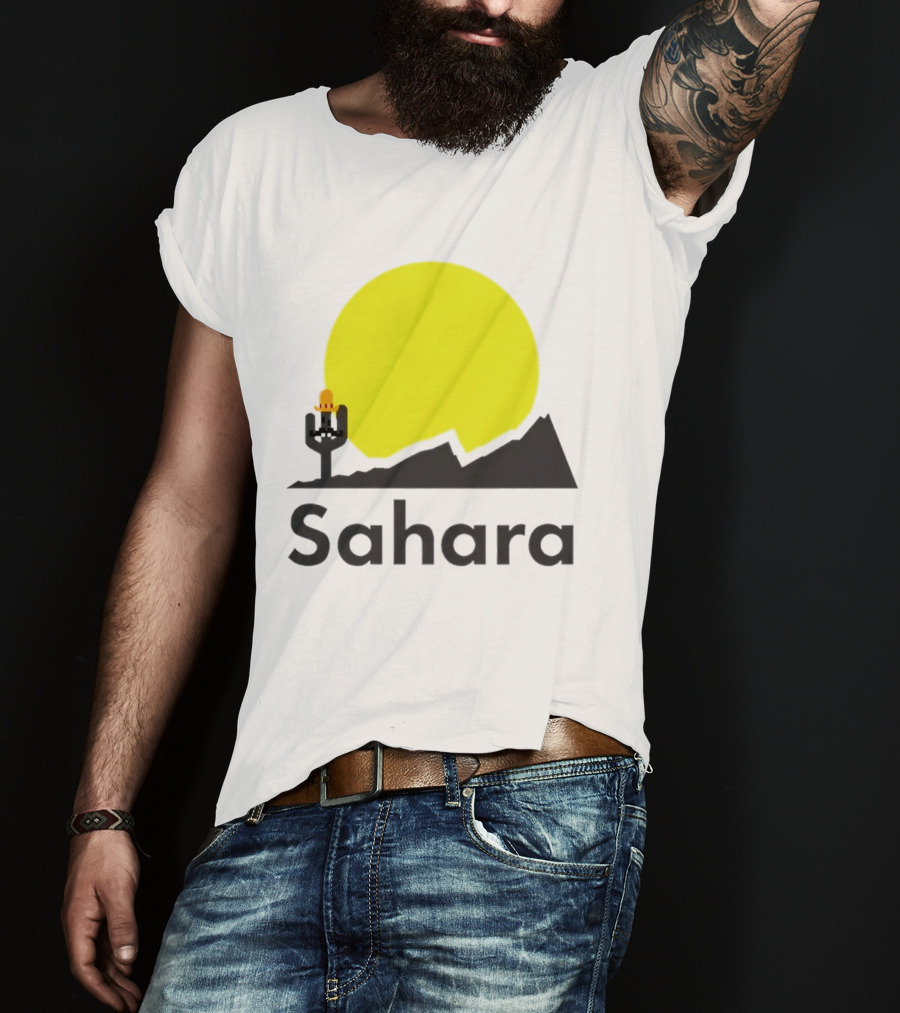Sahara Desert Cactus Pixel Art With Sombrero Sunset Scene T-Shirt