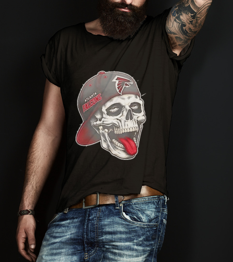Atlanta Falcons Skull Cap Tongue Out Sports Fan T-Shirt