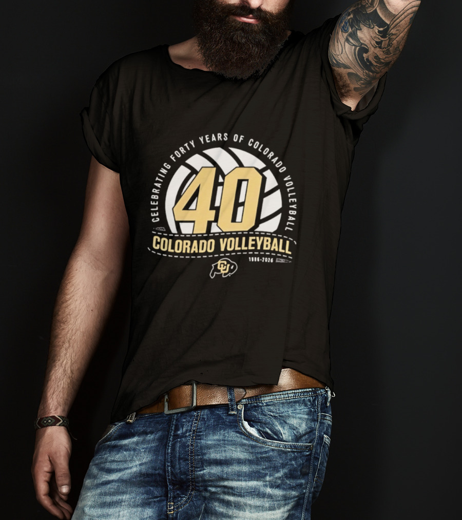 Celebrating Forty Years Of Colorado Volleyball 1986 2026 40th Anniversary Buffs T-Shirt