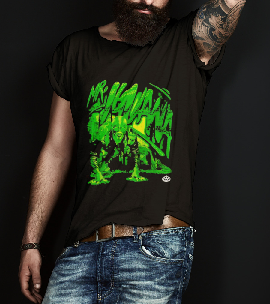 Mr Iguana AAA Lucha Libre Wrestler Crouching Masked Green Creature T-Shirt