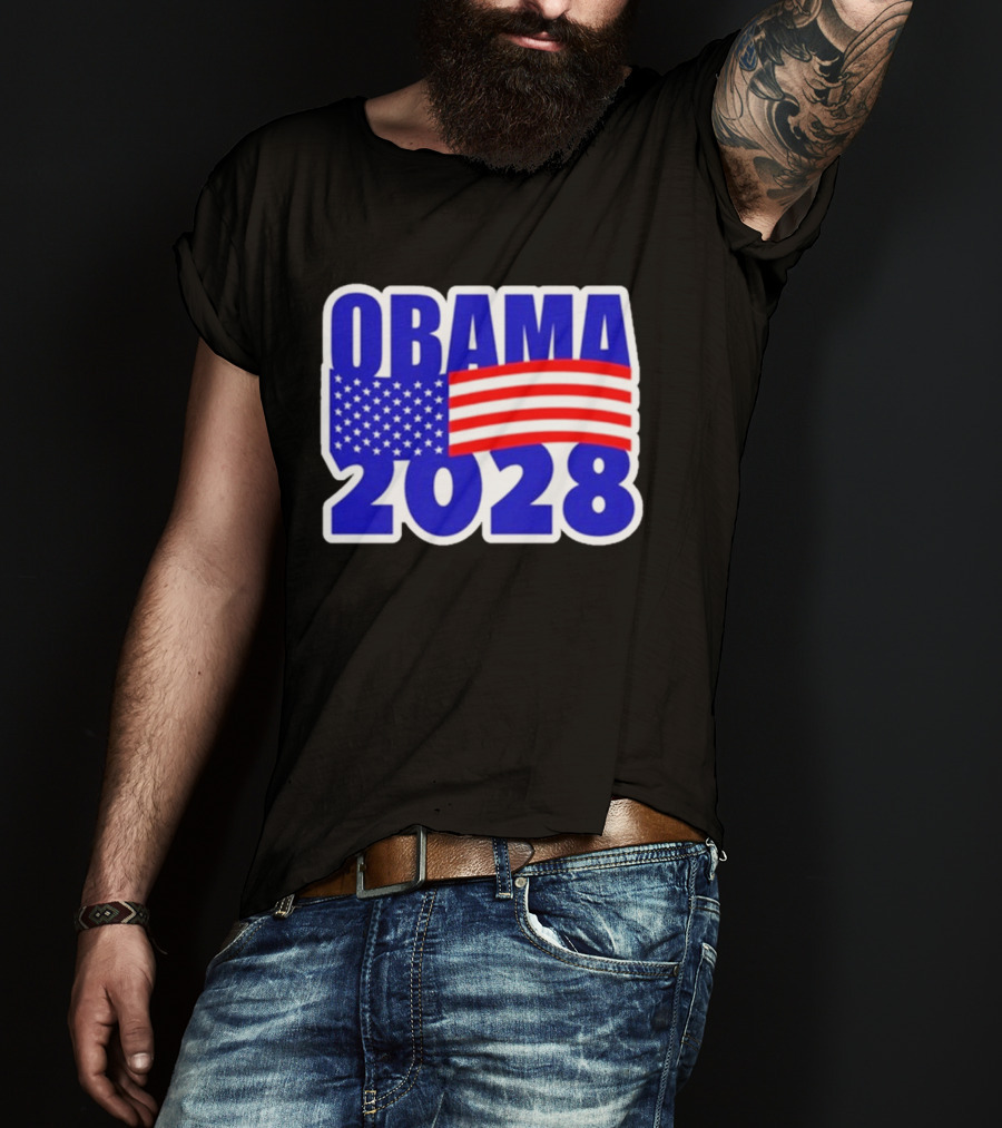 Obama 2028 American Flag Campaign T-Shirt