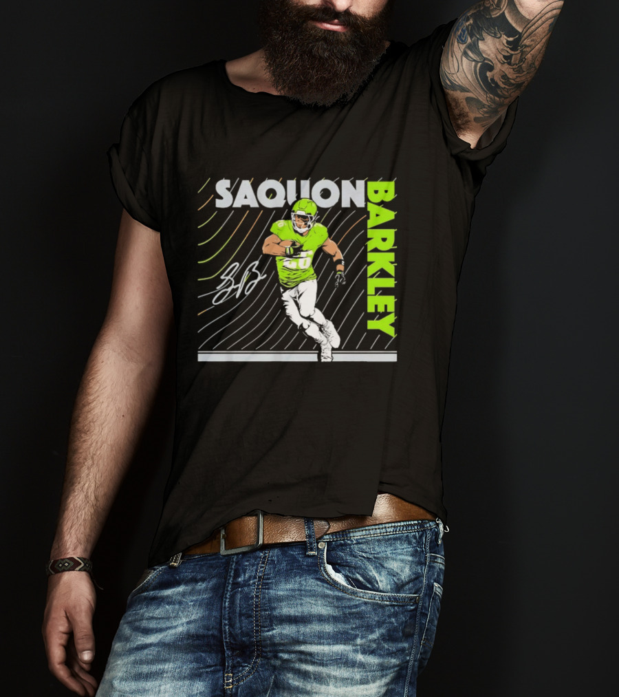 Saquon Barkley 26 Running Back Neon Green Philadelphia Eagles T-Shirt