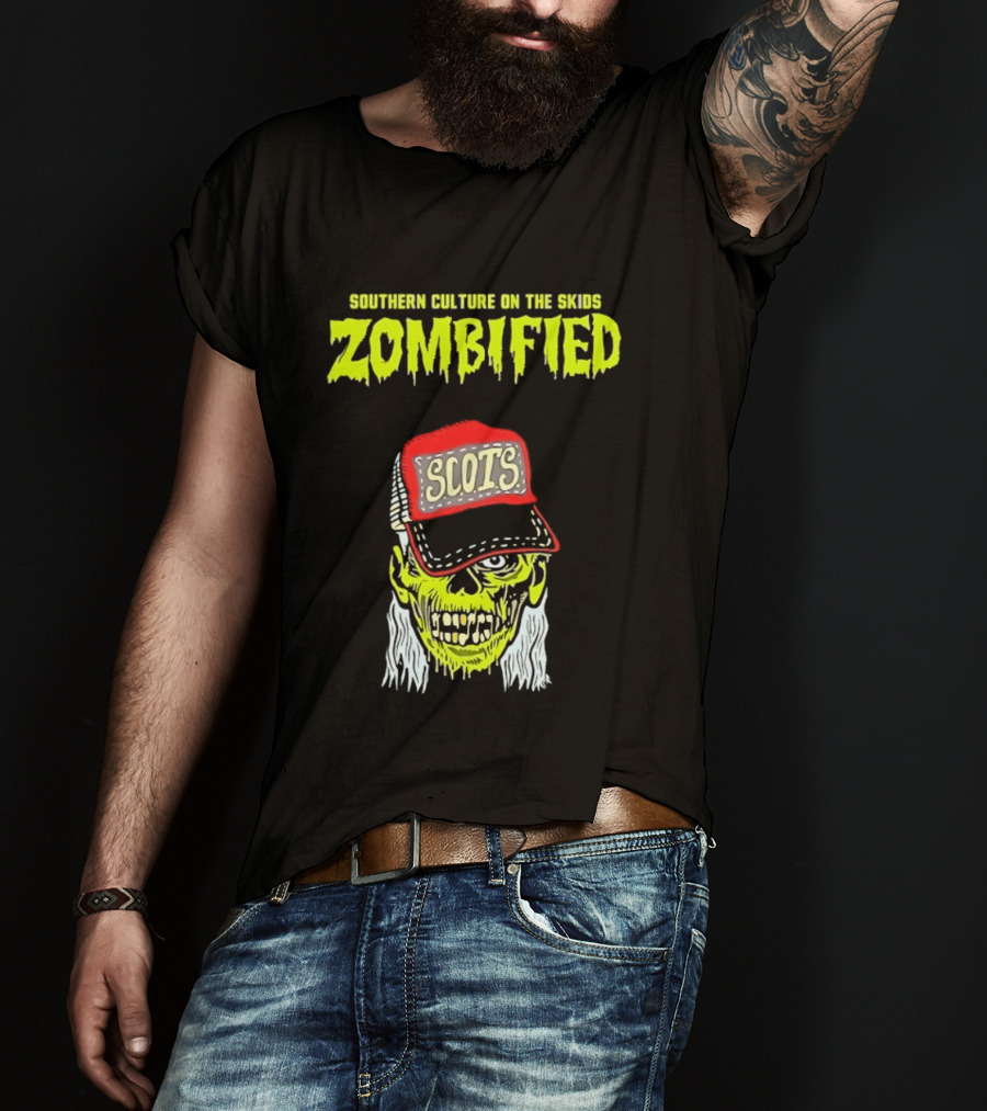 Southern Culture On The Skids Zombified Scots Skeleton With Red Cap T-Shirt