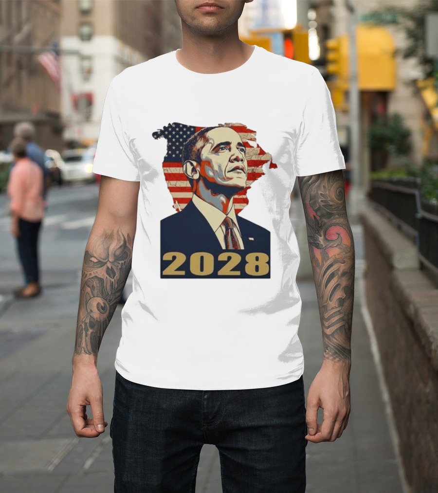 Obama 2028 With American Flag T-Shirt