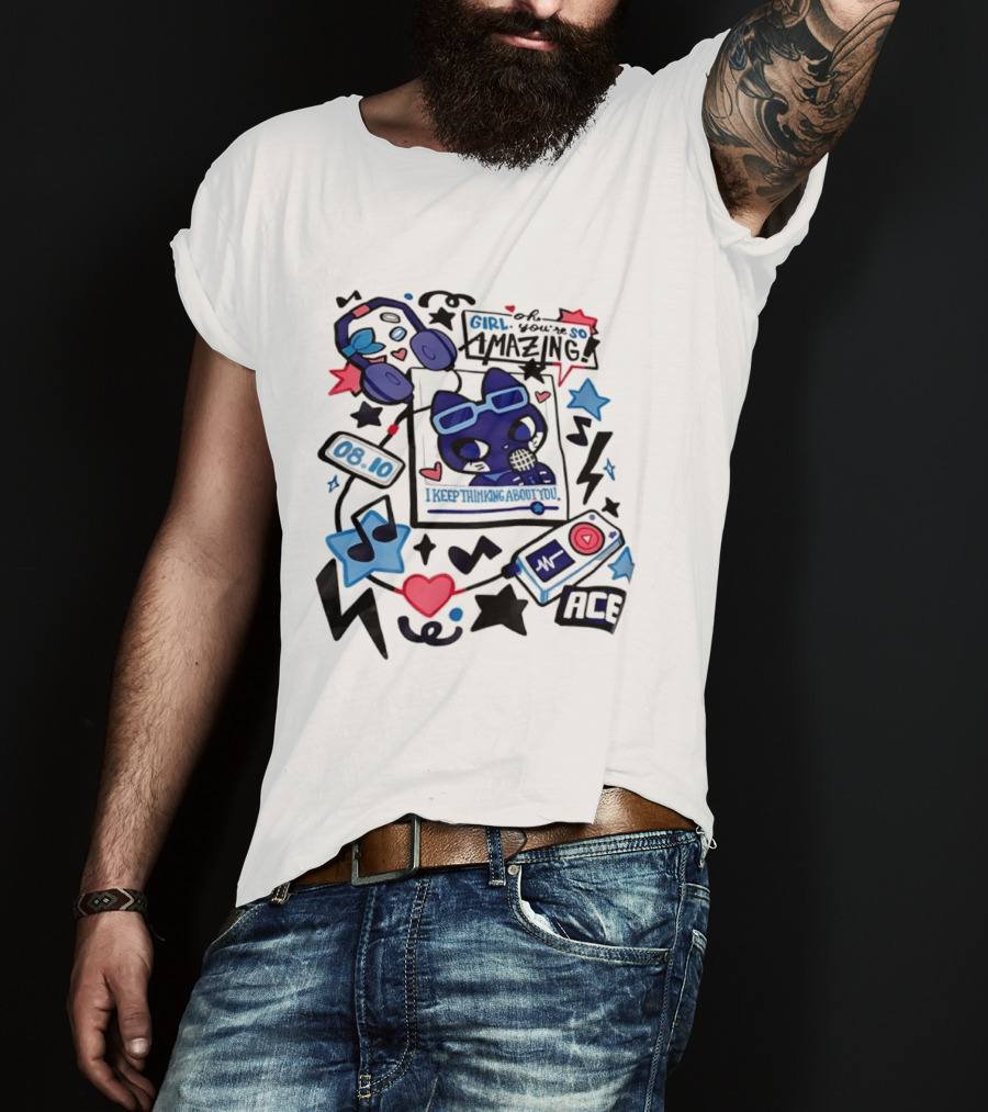 Oh Girl You're So Amazing Ace 0810 Music Style Retro Audio Visuals T-Shirt