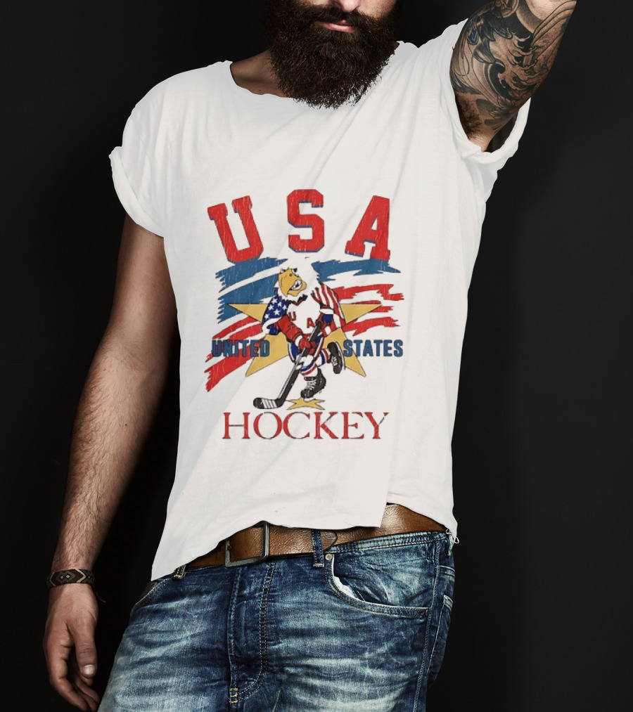 USA United States Hockey Eagle Distressed T-Shirt