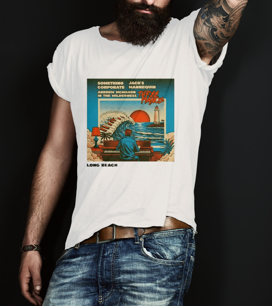 Andrew McMahon Three Pianos Long Beach Concert T-Shirt
