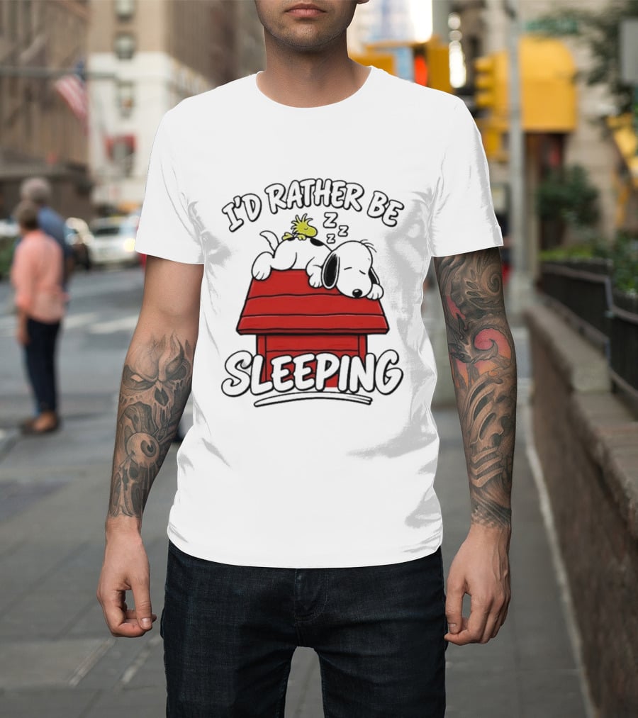 I’d Rather Be Sleeping Snoopy And Woodstock T-Shirt