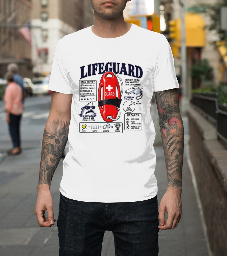 Lifeguard Daily Report Coffee And Whistle Chaos T-Shirt