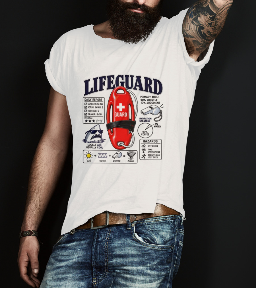 Lifeguard Daily Report Coffee And Whistle Chaos T-Shirt