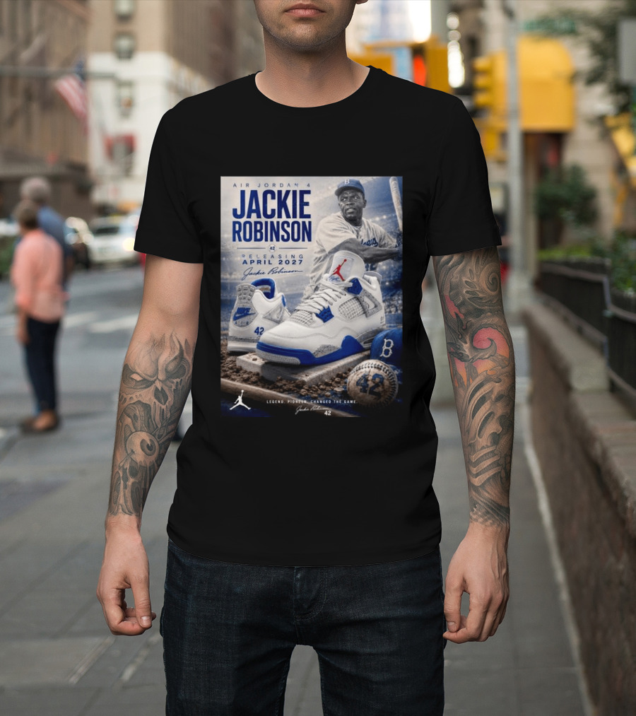 Air Jordan 4 Jackie Robinson April 2027 Release Baseball Legend 42 Nike Dodgers T-Shirt