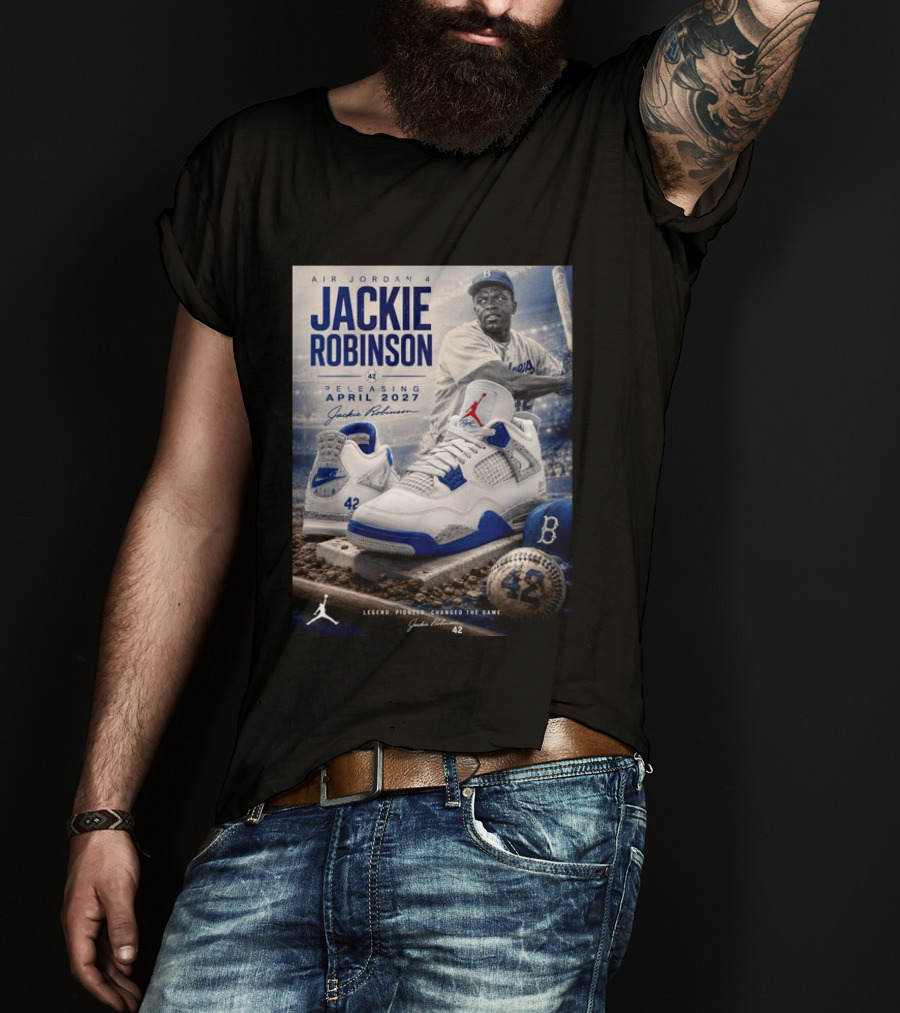 Air Jordan 4 Jackie Robinson April 2027 Release Baseball Legend 42 Nike Dodgers T-Shirt