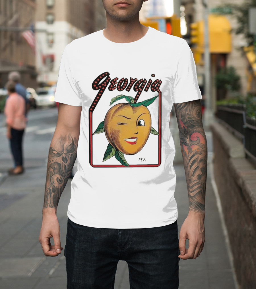 Georgia Peach Vintage Winking Icon Savannah Macon Atlanta Augusta 1950's T-Shirt