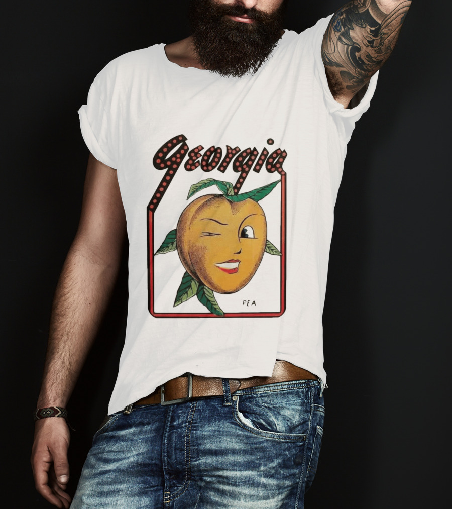 Georgia Peach Vintage Winking Icon Savannah Macon Atlanta Augusta 1950's T-Shirt