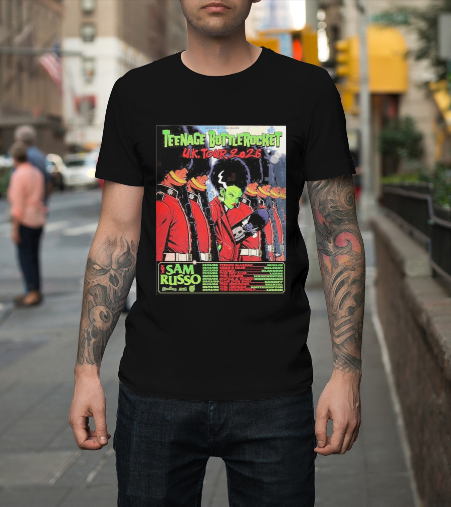 Teenage Bottlerocket UK Tour 2026 Sam Russo Dates Dublin Glasgow Brixton London T-Shirt