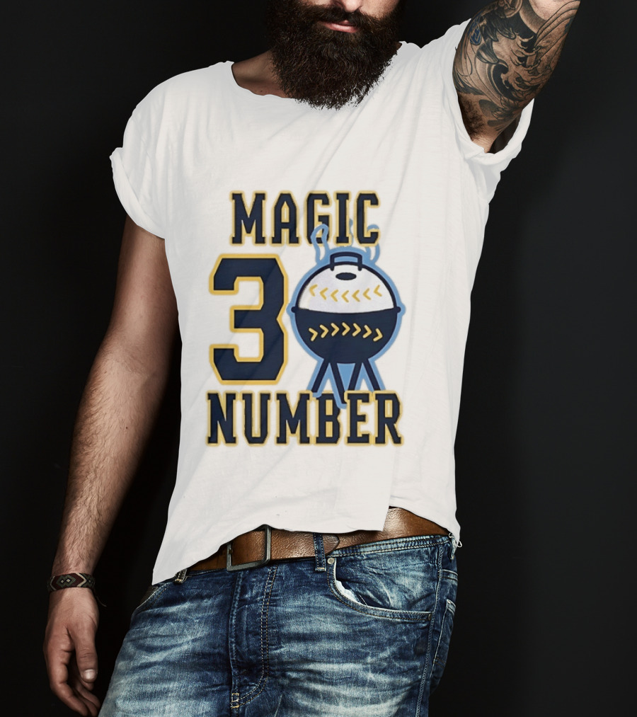 Milwaukee Brewers Magic Number 3 Baseball Grill Sports T-Shirt