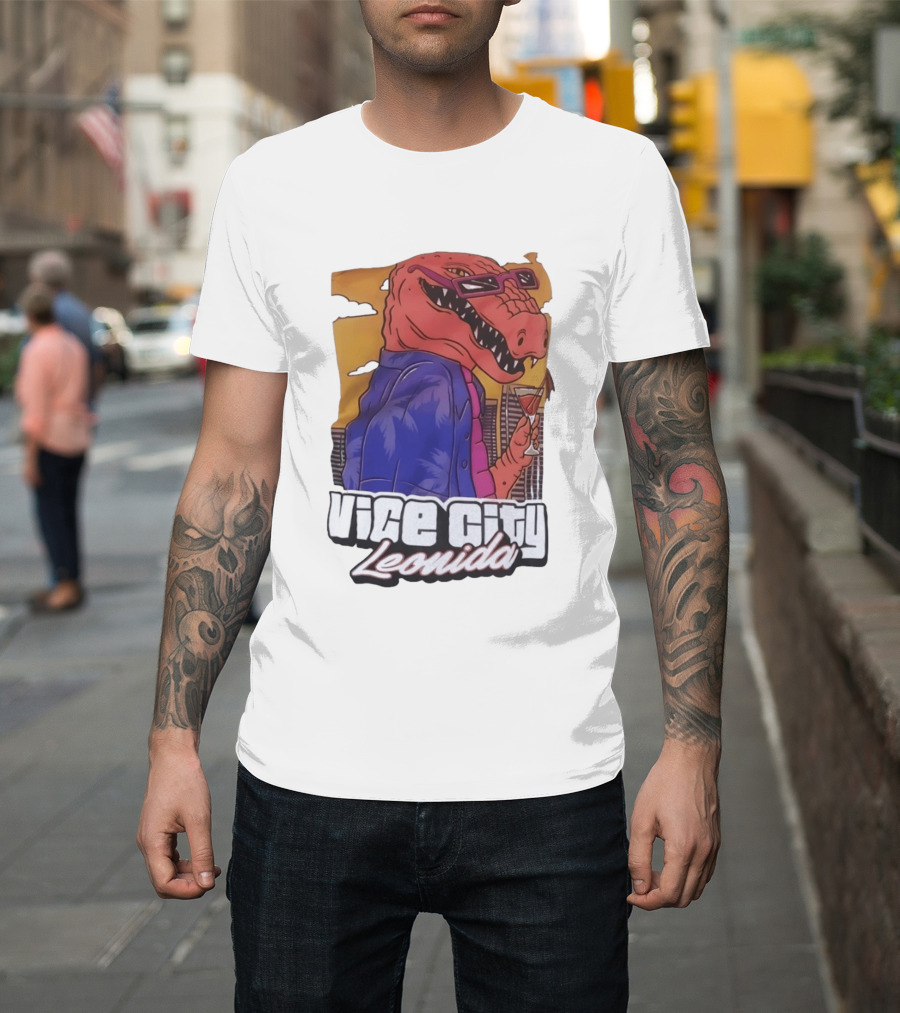 Vice City Leonida Rex Dinosaur Gaming Retro Vibes T-Shirt