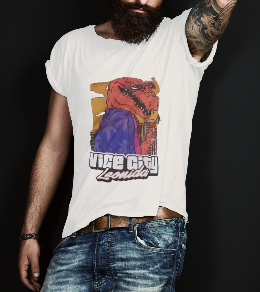 Vice City Leonida Rex Dinosaur Gaming Retro Vibes T-Shirt