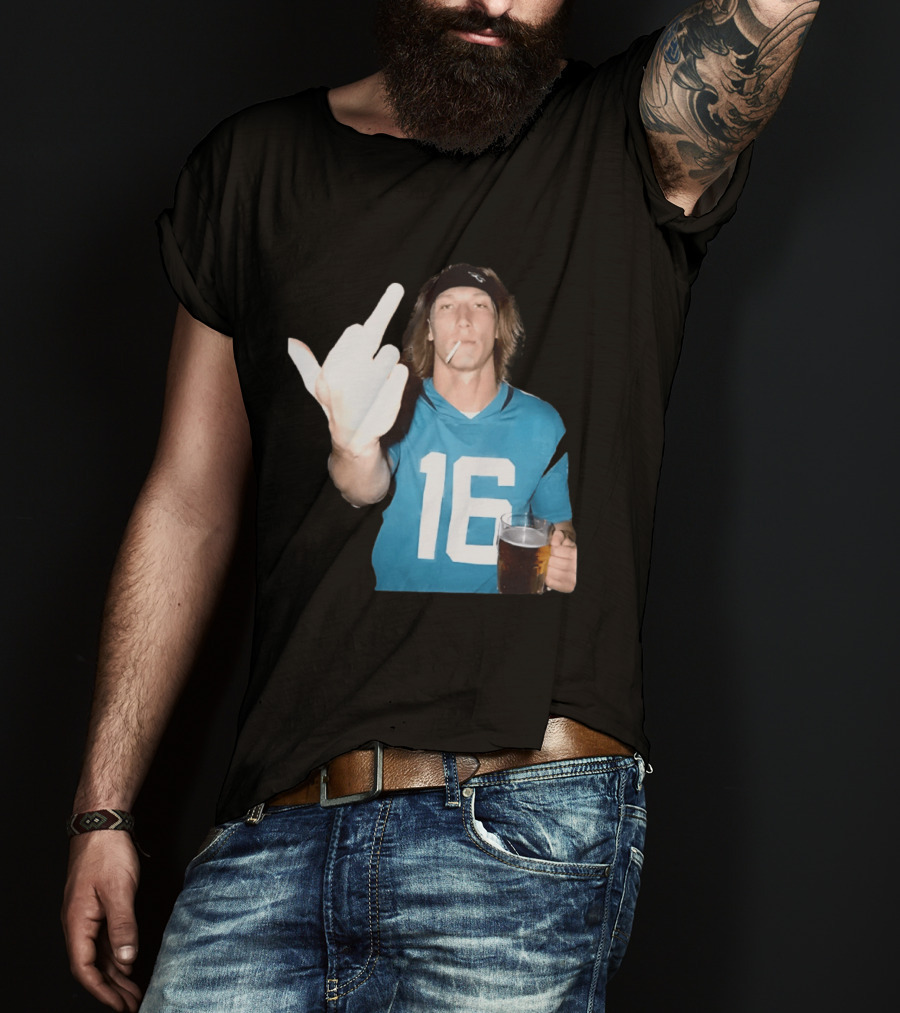 Trevor Lawrence Jersey 16 Middle Finger Beer Cigarette Jacksonville Jaguars T-Shirt