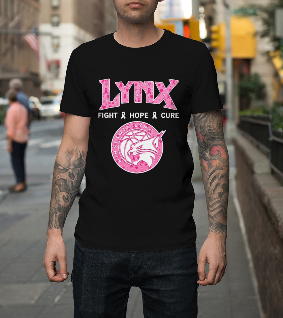 Minnesota Lynx Fight Hope Cure Breast Cancer Awareness Pink Ribbon T-Shirt