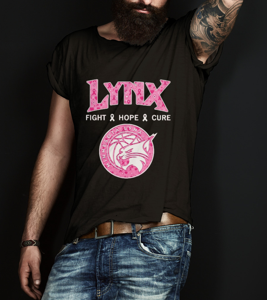 Minnesota Lynx Fight Hope Cure Breast Cancer Awareness Pink Ribbon T-Shirt