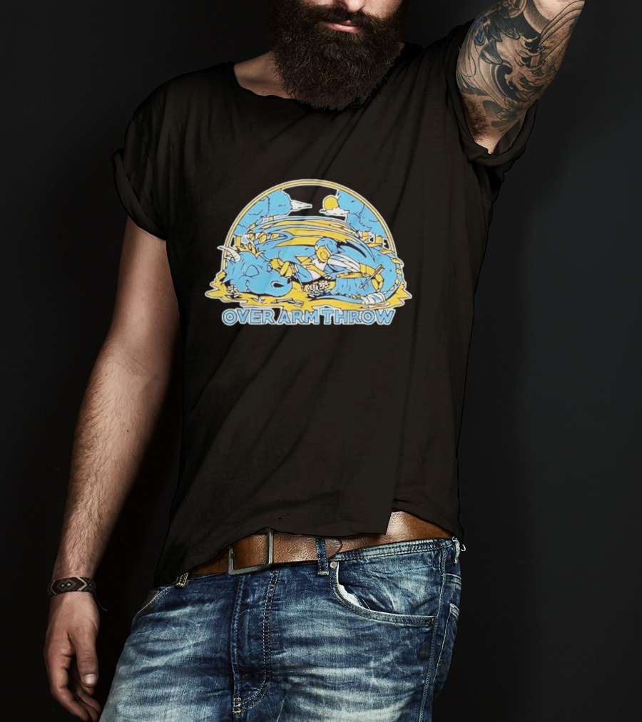 Over Arm Throw Cartoon Sleeping Blue Dragon Under Moonlit Sky T-Shirt