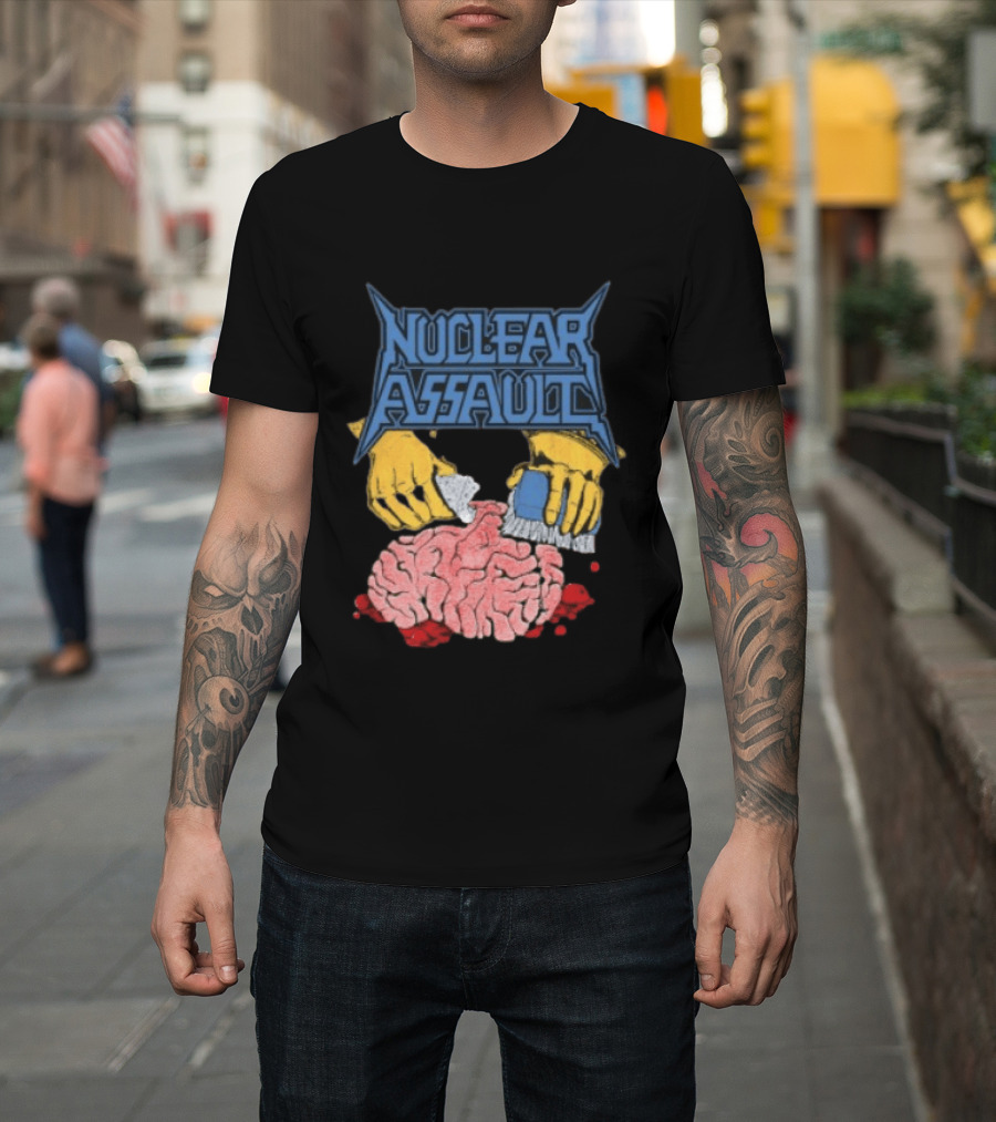 Nuclear Assault Brain Scrubbing Art Beyond Human Store Po Box Leftovers T-Shirt