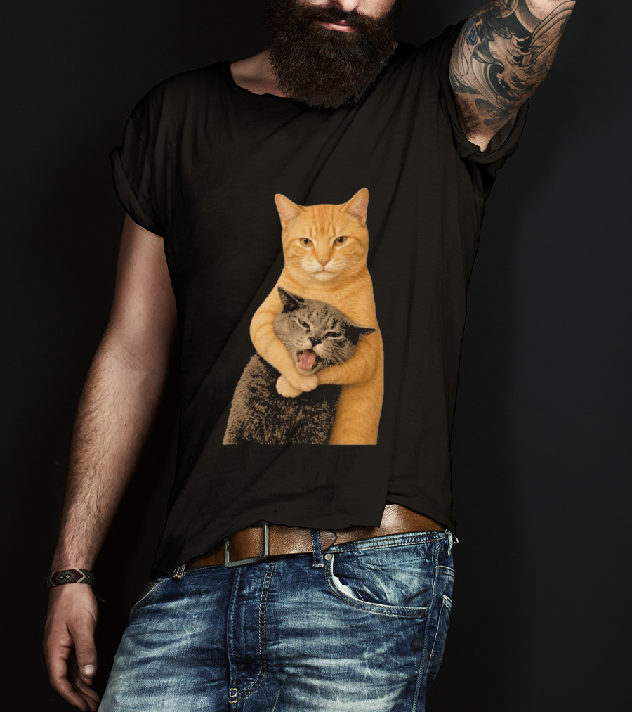 Cat Fight Meme Hugging Cats Funny Pet Lovers T-Shirt