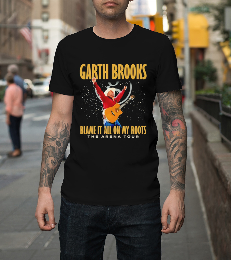 Garth Brooks Blame It All On My Roots The Arena Tour Cowboy Guitarist Celebration T-Shirt