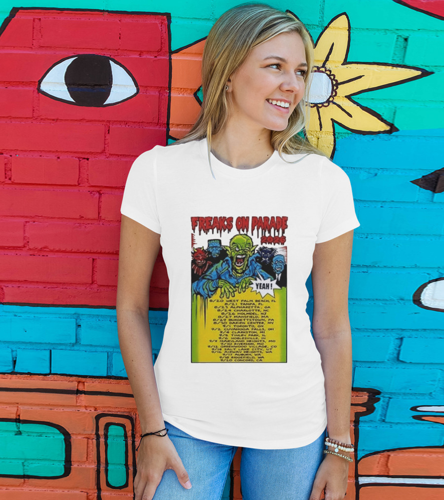 Freaks On Parade Tour 2023 Rob Zombie Dates West Palm Beach Tampa Atlanta Concord T-Shirt