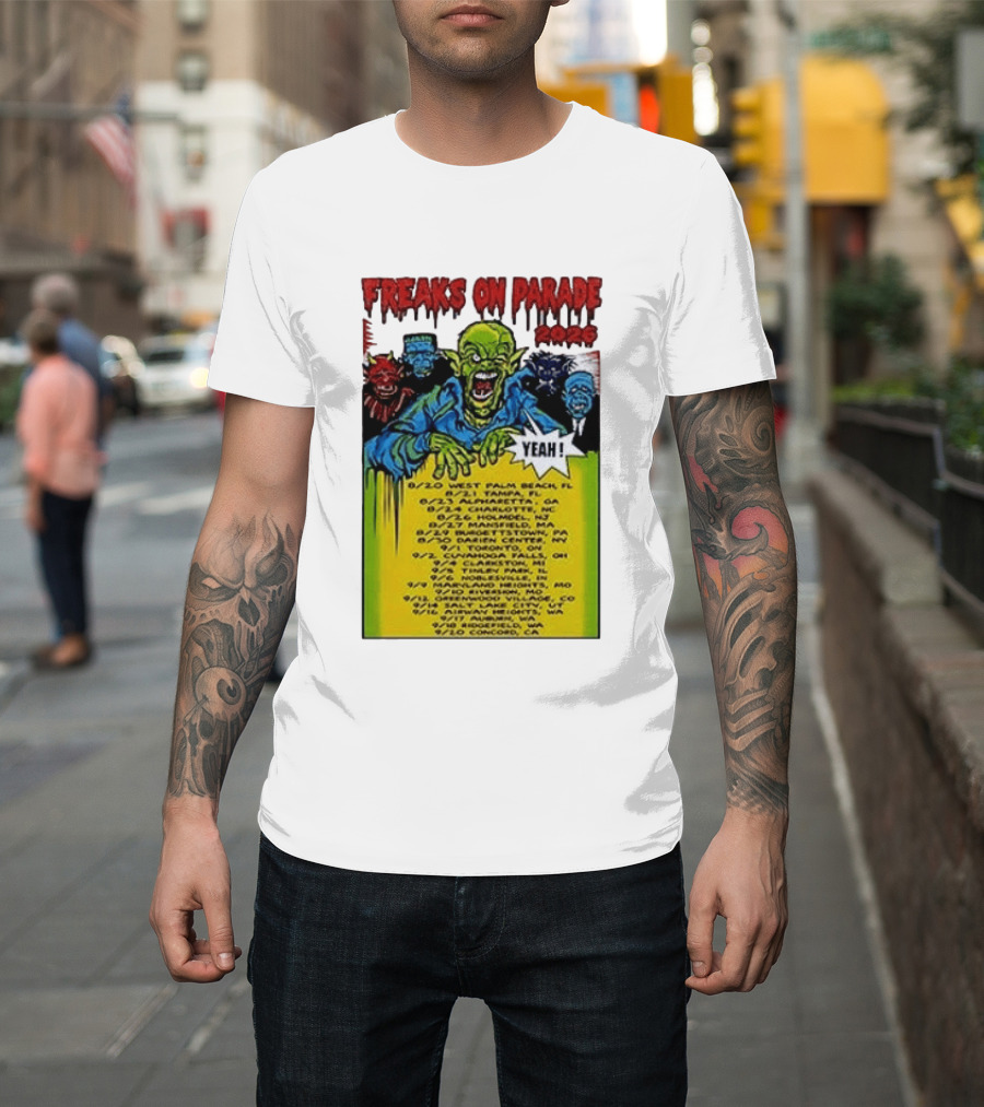 Freaks On Parade Tour 2023 Rob Zombie Dates West Palm Beach Tampa Atlanta Concord T-Shirt