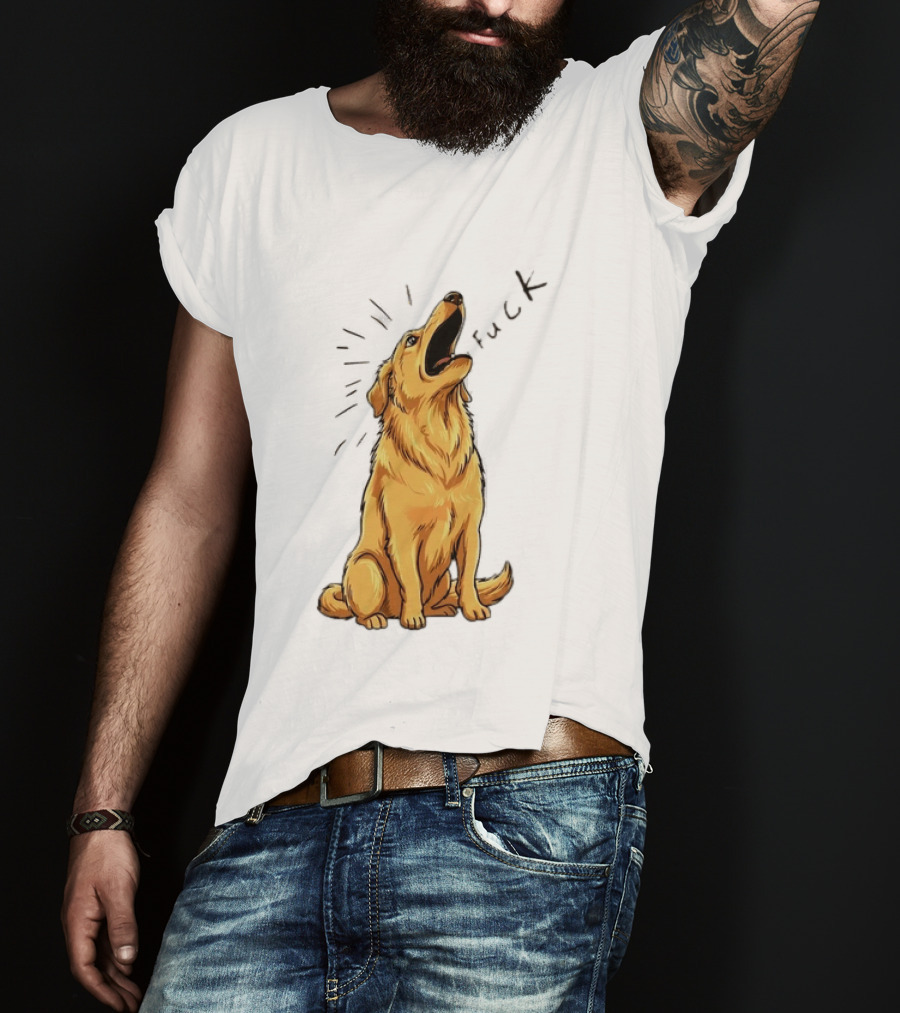 Howling Dog Saying Fuck Yellow Labrador Retriever Expression T-Shirt