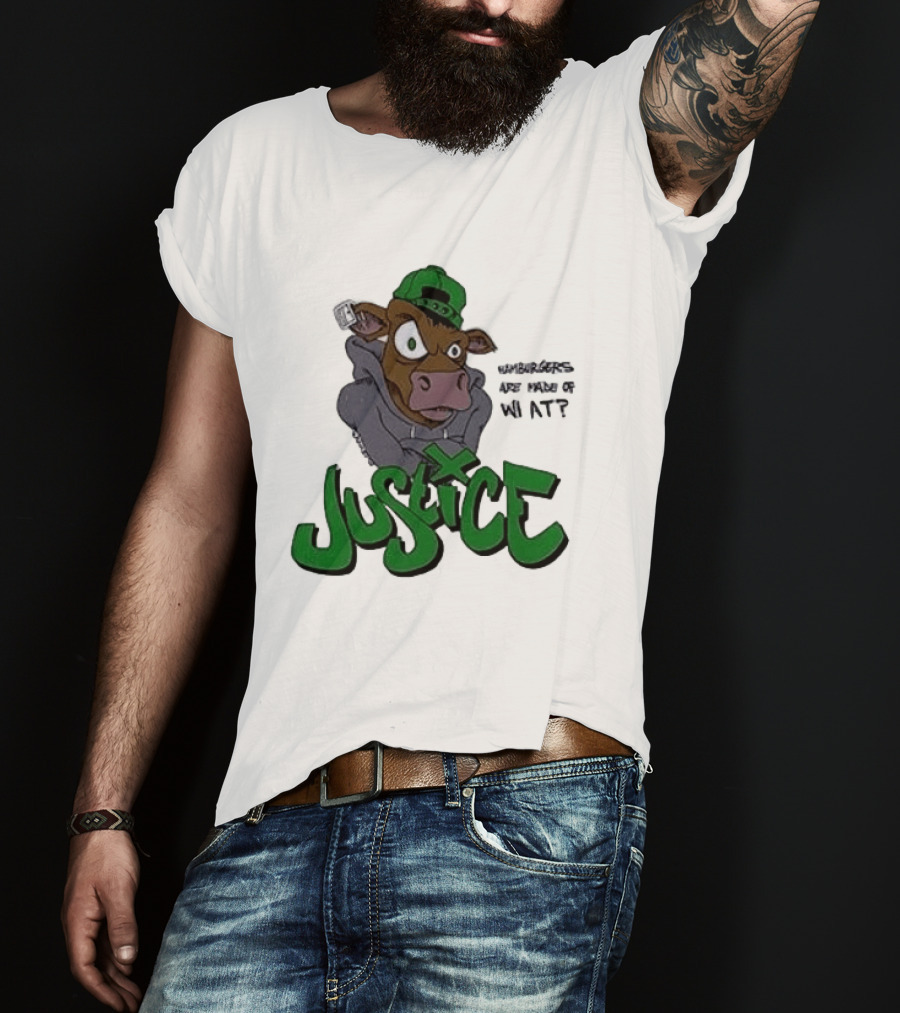 Justice Hamburgers Are Made Of What Go Vegetarian Cow T-Shirt